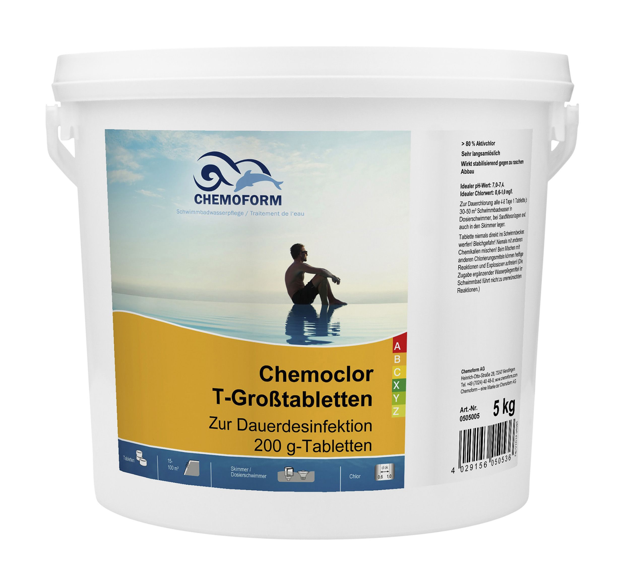 Chlore lent -Chemoclor T grande pastille 200gr 5kg